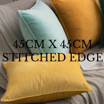 Velvet Cushion Cover Stitched Edge 45 by 45 (Different Colours)