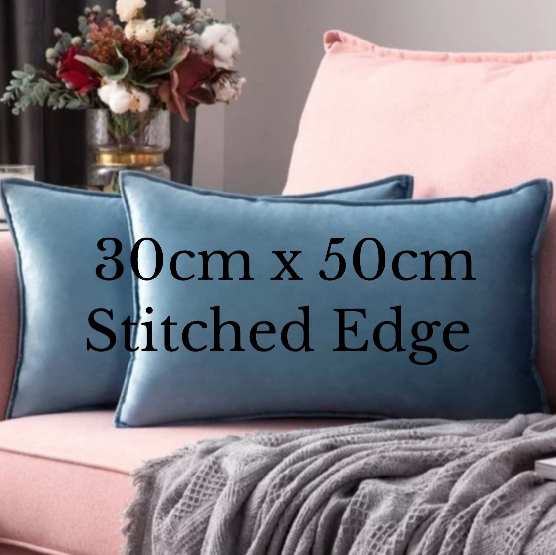 Velvet Rectangle Bolster Cushion Cover 30cm by 50cm (Different Colours)