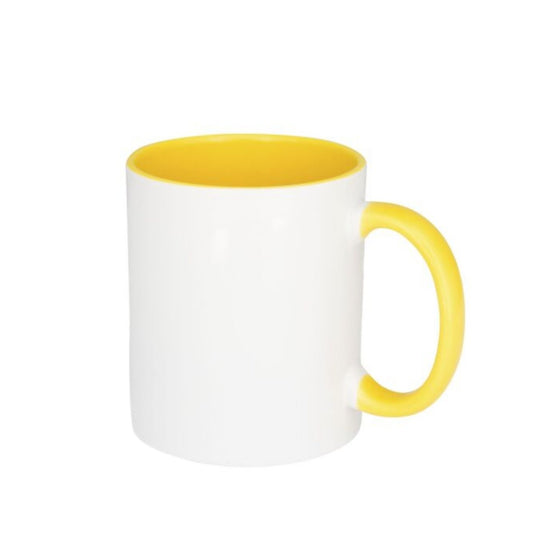 11oz Two Tone Mug Yellow Orka Coated with Smash Proof Box