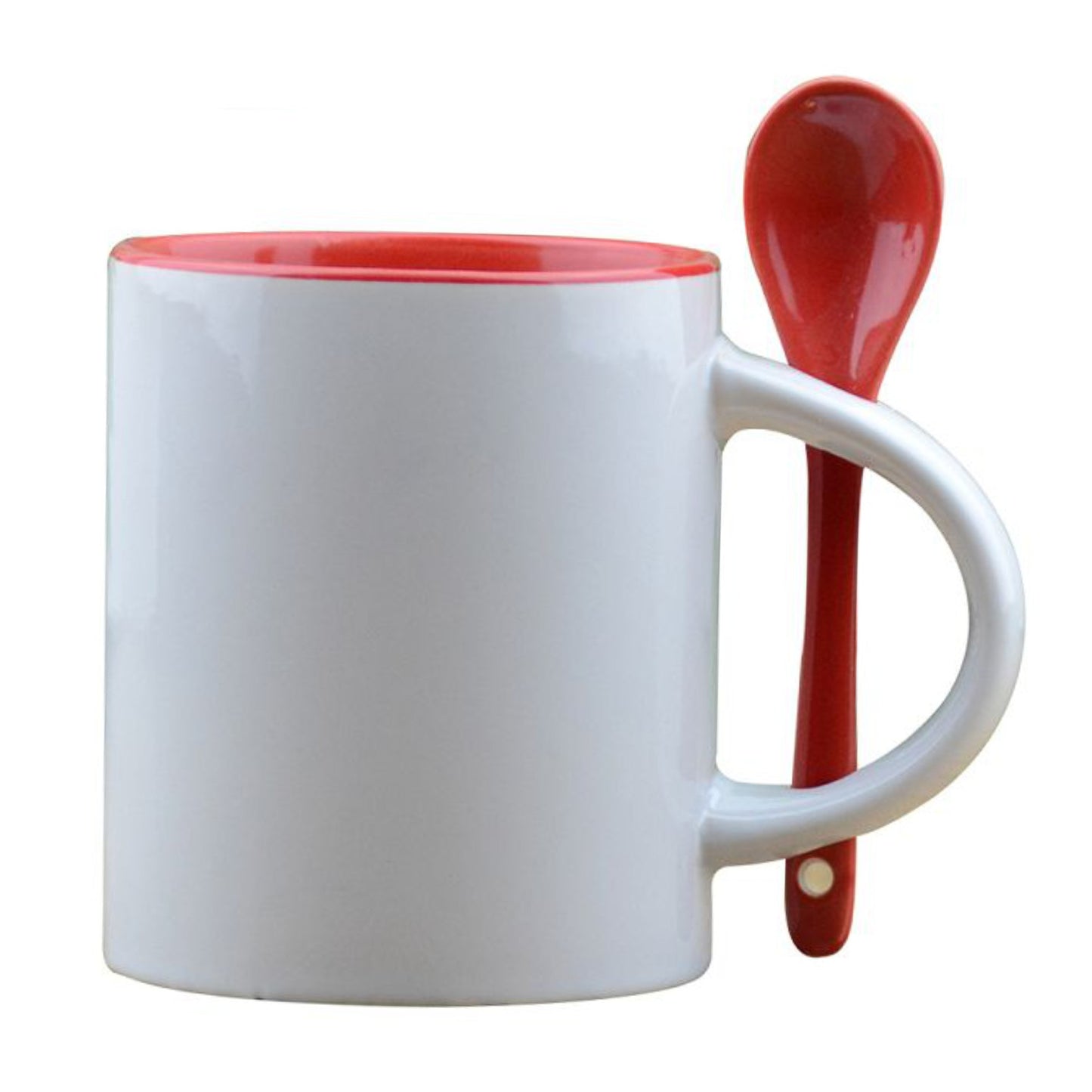 11oz Two Tone Mug Red Orca Coated With Spoon with Smash Proof Box