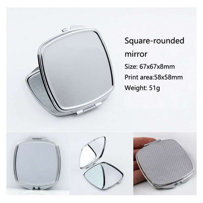 Silver Square Sublimation Compact Mirror