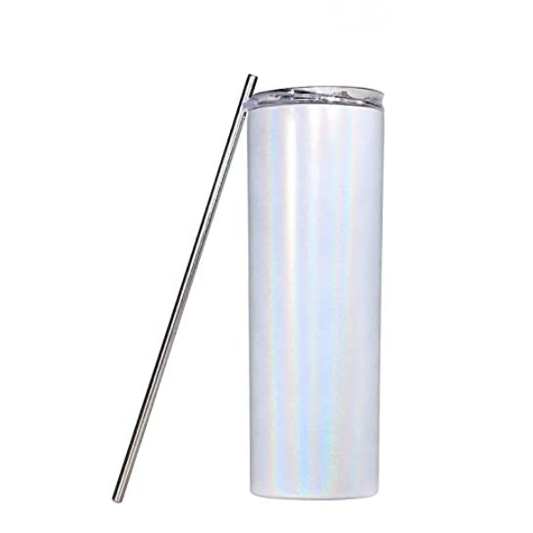 Shimmer 20oz Sublimation White Tumbler With Box And Straw